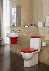 Унитаз-компакт Sanita Luxe Best с сиденьем микролифт и красной крышкой (WC.CC/Best/2-DM/RED.G/S1)