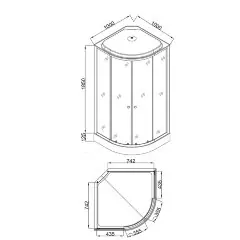 Душевая кабина Loranto 100x100x215 поддон 13 см, 4 мм прозрачное стекло с рисунком &quot;мозайка&quot; (CS-1000-13ТМ/М)