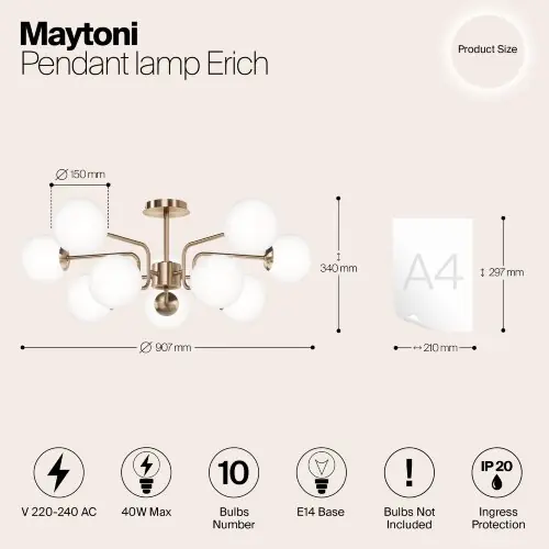 Потолочная люстра Maytoni MOD221PL-10G