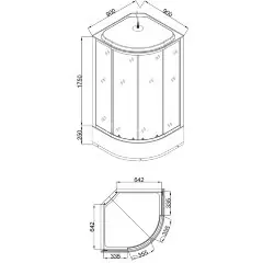 Душевая кабина Loranto 90x90x215 поддон 25 см, 4 мм прозрачное стекло с рисунком &quot;мозайка&quot; (CS-900-25ТМ/М)