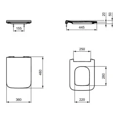 Сиденье с крышкой для унитаза Ideal Standard BLEND CUBE SANDWICH 360х460х50 белый (T521101)
