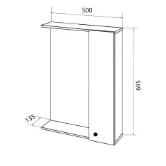 Зеркало-шкаф Loranto Моника 50 без светильника, правостороннее, 500х695х135