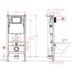 Инсталляция для подвесного унитаза AZARIO NEW сталь, пластик, 2-х режимный смыв 3/6 л. (AZ-501A)