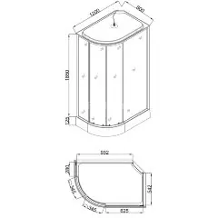 Душевая кабина Loranto 120x80x215 правая, поддон 13 см, 4 мм прозрачное стекло с рисунком &quot;мозайка&quot; (CS-1200-13ТМ/М R)