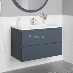 Комплект тумба Итана Kate 100 (987х438х640) подвесная, с раковиной Milena 100, антрацит (CS00090008)