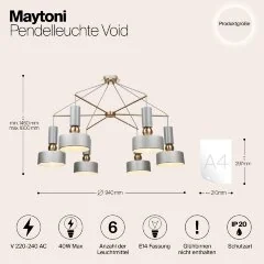 Подвесная люстра Maytoni MOD030PL-06GR