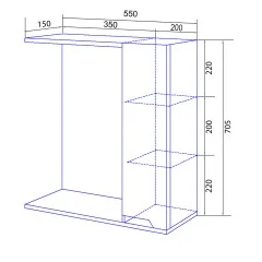 Зеркало-шкаф Loranto Палермо 550х150х700 правый, белый (CS00092513)