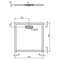 Душевой поддон Ideal Standard ULTRAFLAT NEW 900x900x25 ультратонкий, акриловый квадратный, черный (T4467V3)