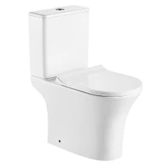Унитаз-компакт AZARIO FRETTA ROUND 650x340x790 напольный, безободковый в комплекте с бачком и сиденьем микролифт (AZ-7121)