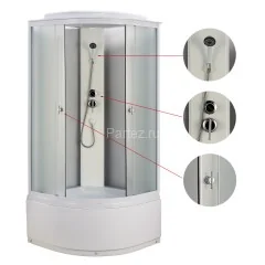 Душевая кабина Loranto 90x90x215 поддон 40 см, 4 мм матовое стекло, профиль и задняя стенка белого цвета (CS-986ТМ/W)