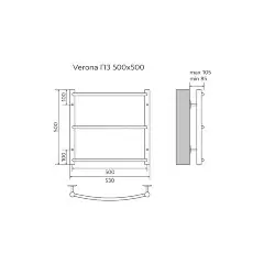 Полотенцесушитель водяной AZARIO VERONA 500/500 3 секции, нижнее/диагональное подключение, 1/2&quot;, хро