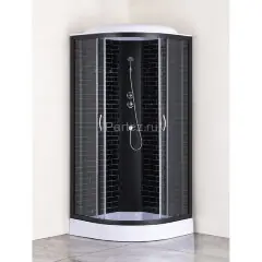 Душевая кабина Loranto 100х100х215 поддон 13см, черный кирпичный узор, прозрачное стекло 4мм, профиль черный (CS661013GB100)
