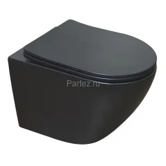 Унитаз подвесной Azario Gloria 480х370х360 безободковый, с сиденьем микролифт, чёрный матовый (AZ-20