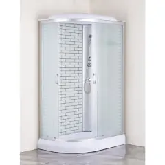 Душевая кабина Loranto SUNWAY 120х80х215 правосторонняя, поддон 13см, белый кирпичный узор, матовое стекло 4мм, профиль хром (CS6612013RFW120)