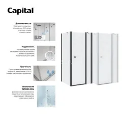 Душевая дверь Roca CAPITAL распашная 90х195, цвет профиля хром, толщина полотна 6мм универсальная