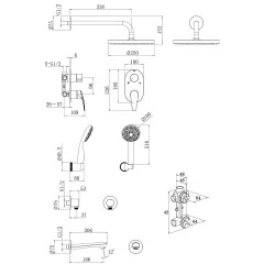 Смеситель Lemark Linara LM0422C для ванны и душа, встраиваемый