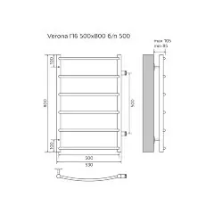 Полотенцесушитель водяной AZARIO VERONA 500/800 6 секций, боковое подключение, 1&quot;, хром (AZ04558)