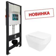 Сет AZARIO NEW Инсталляция для подвесного унитаза 3/6л + подвесной нитаз Azario MONEO безободковый, 