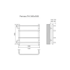 Полотенцесушитель водяной AZARIO FERRARA 500/500 4 секций, нижнее/диагональное подключение, 1/2&quot;, хр