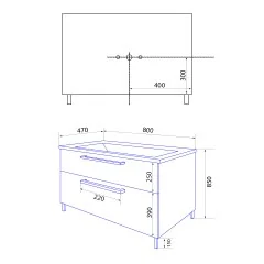 Комплект тумба Azario Ника 80 Н 800х470х850 напольная, с раковиной Monte 80 (CS00082789)