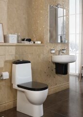 Унитаз-компакт Sanita Luxe Best с быстросъемным сидением микролифт и черной крышкой