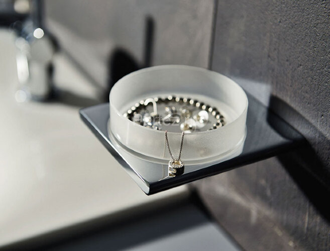 Полочка Keuco Edition 400 в комплекте с матовой хрустальной чашей для мелочей, хром (11549019000)