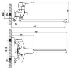 Смеситель для ванны Lemark Shift LM4331C
