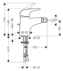 Hansgrohe 31270000 XX Metris Е Смеситель для биде, однорычажный