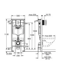 Инсталляция Grohe Rapid SL для унитаза с клавишей смыва Хром (38929000)