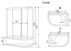 Timo Standart T-6620 Silver R душевая кабина (120*85*220), шт