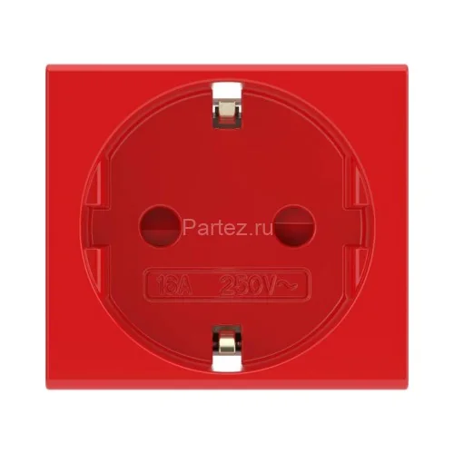 Розетка 1-м 2мод. Viva 16А IP20 2P+E с заземл. защ. шторки красн. DKC 45015