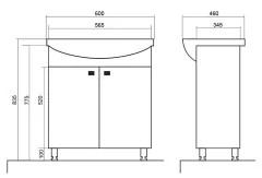 Комплект тумба София 60 600х820х460 с раковиной Basic 60 (CS00079242)