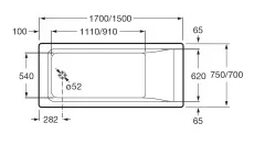 Ванна акриловая Roca Easy прямоугольная 150x70x45