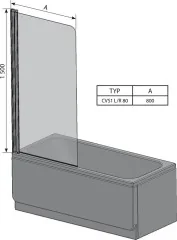 Шторка для ванны распашная Ravak CVS1 80х150 цвет профиля хром (7QR40C00Z1)