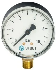 Манометр рад. D100 мм 10 бар 1/2&quot; STOUT