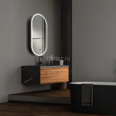 Зеркало-шкаф AZARIO Soho Black 500х1000 - 3.1 ЖК-часы, подогрев, сенсорный выключатель с функцией ди