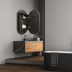 Зеркало-шкаф AZARIO Soho Black 500х1000 - 3.1 ЖК-часы, подогрев, сенсорный выключатель с функцией ди