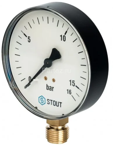 Манометр рад. D80 мм 16 бар 1/2" STOUT