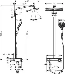 27287400 Raindance Select E 360 1jet ST Showerpipe EcoSmart (хром/белый)