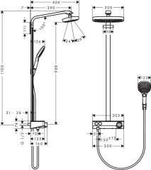 Hansgrohe 27126000 Raindance Select E 300 2jet Showerpipe, 1/2