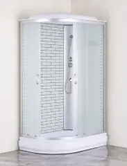 Душевая кабина Loranto 120х80х215 поддон 20 см, белый кирпичный узор, стекло 4 мм, профиль хром (CS-66120-20R FW 120)