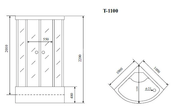Timo Comfort T-8800 P Clean Glass душевая кабина (100*100*220), шт