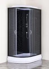 Душевая кабина Loranto 120х80х215 поддон 20 см, черный кирпичный узор, серое стекло 4 мм, профиль черный (CS-66120-20R GB 120)