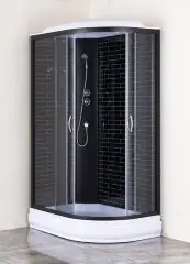 Душевая кабина Loranto 120х80х215 поддон 20 см, черный кирпичный узор, серое стекло 4мм, профиль черный (CS-66120-20L GB 120)