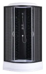 Душевая кабина Loranto 100х100х215 поддон 25 см черный кирпичный узор, серое стекло 4мм профиль черный (CS-6610-25GB 100)