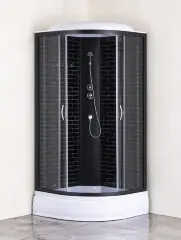 Душевая кабина Loranto 100х100х215 поддон 25 см черный кирпичный узор, серое стекло 4мм профиль черный (CS-6610-25GB 100)