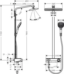 27288000 Raindance E Showerpipe 360 1jet с ShowerTablet Select 300