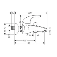 Hansgrohe 31740000 Focus E Смеситель для ванны, однорычажный, ВМ, 1/2