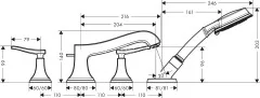 Hansgrohe 31441090 Metropol Classic Смеситель на край ванны, на 4 отверстия, с рычаговыми рукоятками