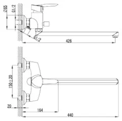 Смеситель для ванны Lemark Mars LM3501C